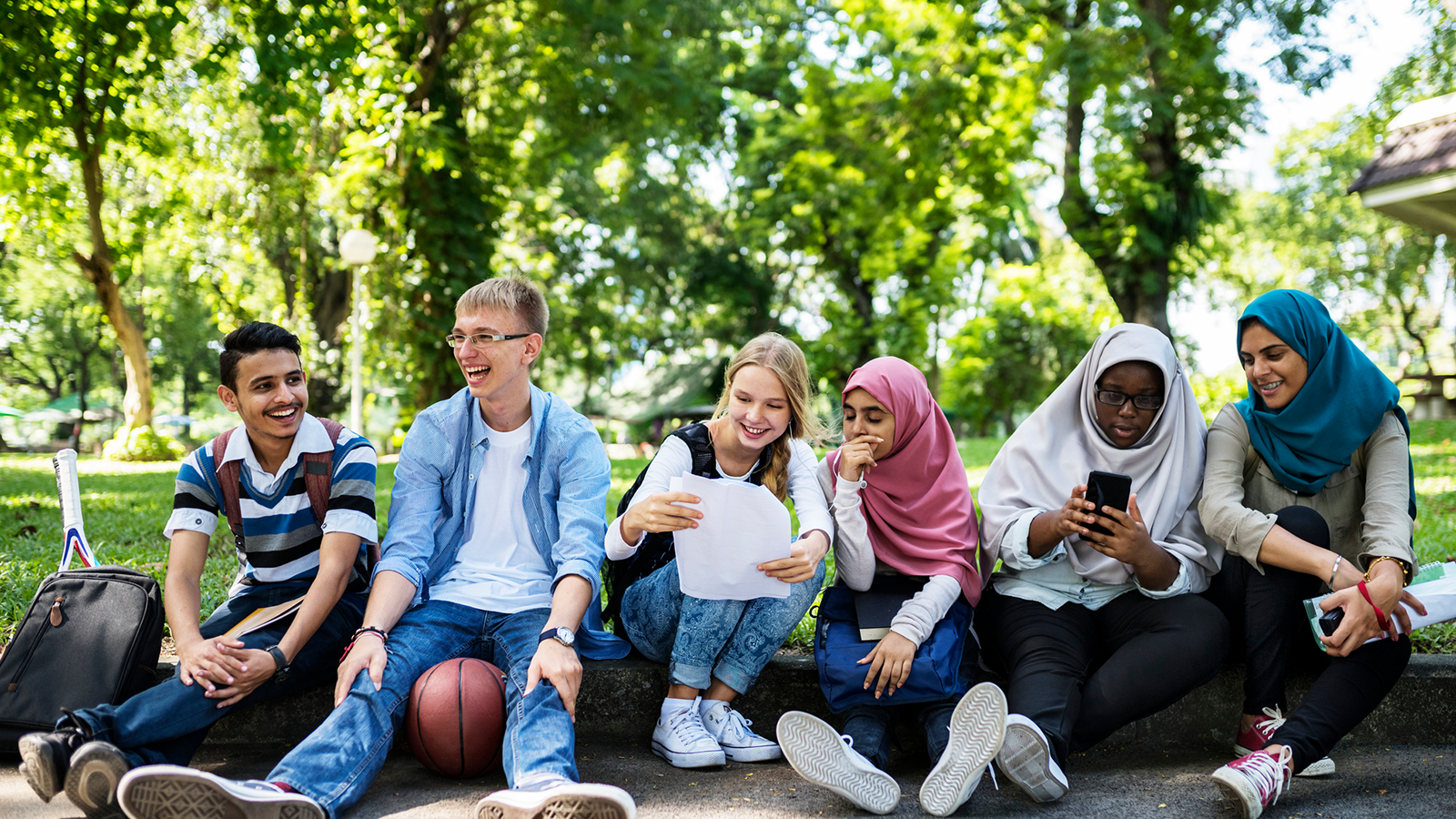 Students sitting together outdoors